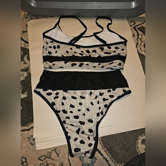 Beach Sissi 2pc Bikini Grey/Black SZ M - Picture 4 of 5